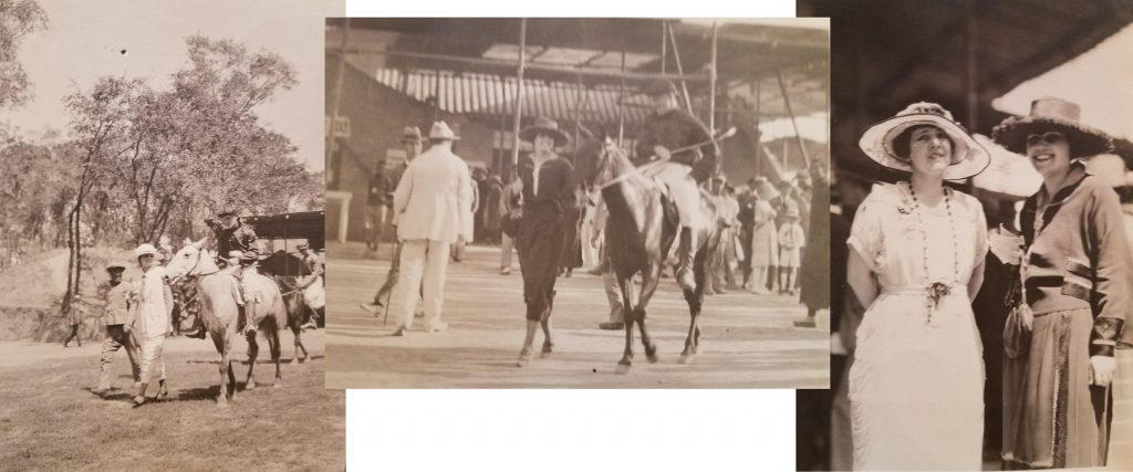 康斯坦斯和她的马的三张照片