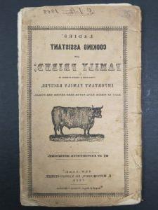 ca. 1850年的食谱小册子，上面刻着一头牛 