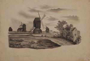 drawing, windmills