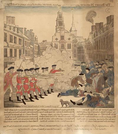 The Bloody Massacre perpetrated in King Street, Boston on March 5th 1770 by a party of the 29th Regiment Engraving