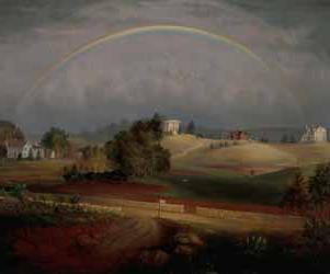 Brook Farm with rainbow Oil on canvas