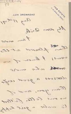 Detail of first page of letter from Theodore Roosevelt to Richard Middlecott Saltonstall, 15 August 1891