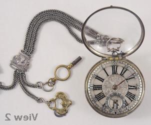 Pocket watch belonging to Cotton Mather Silver, enamel, gold, crystal