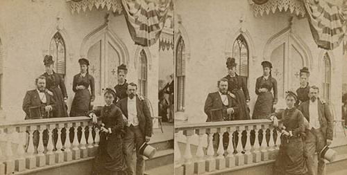 格兰特总统和他们在黑文主教别墅的聚会照片，立体照片